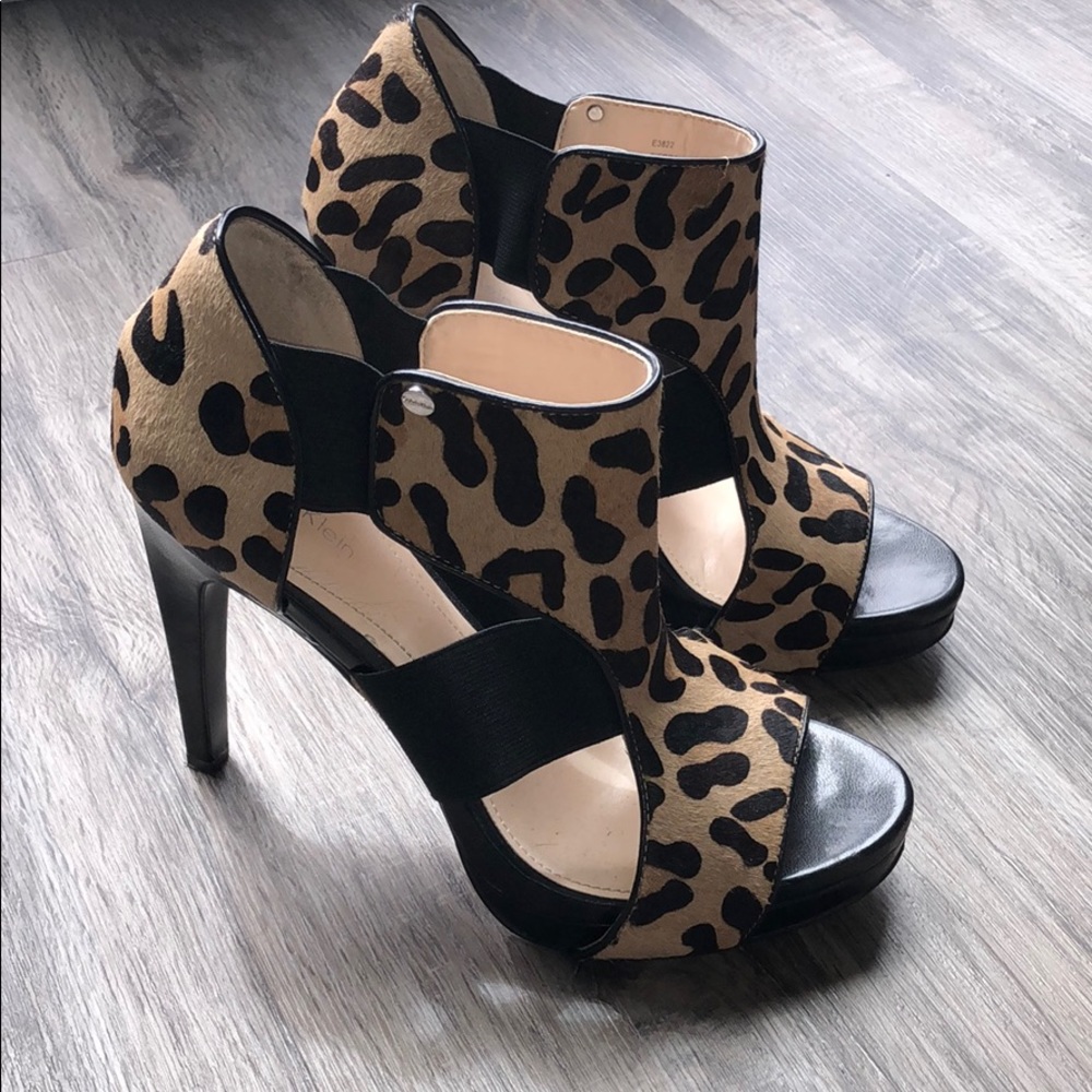 Calvin Klein leopard cowhide heels